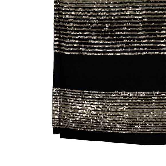 Saint Laurent Viscose/Polyester Sequin Striped T-shirt - Black Gold | Large - Picture 6 of 12